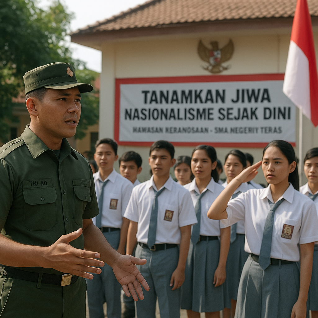 Tanamkan Jiwa Nasionalisme Sejak Dini, Koramil Teras Gemblen...