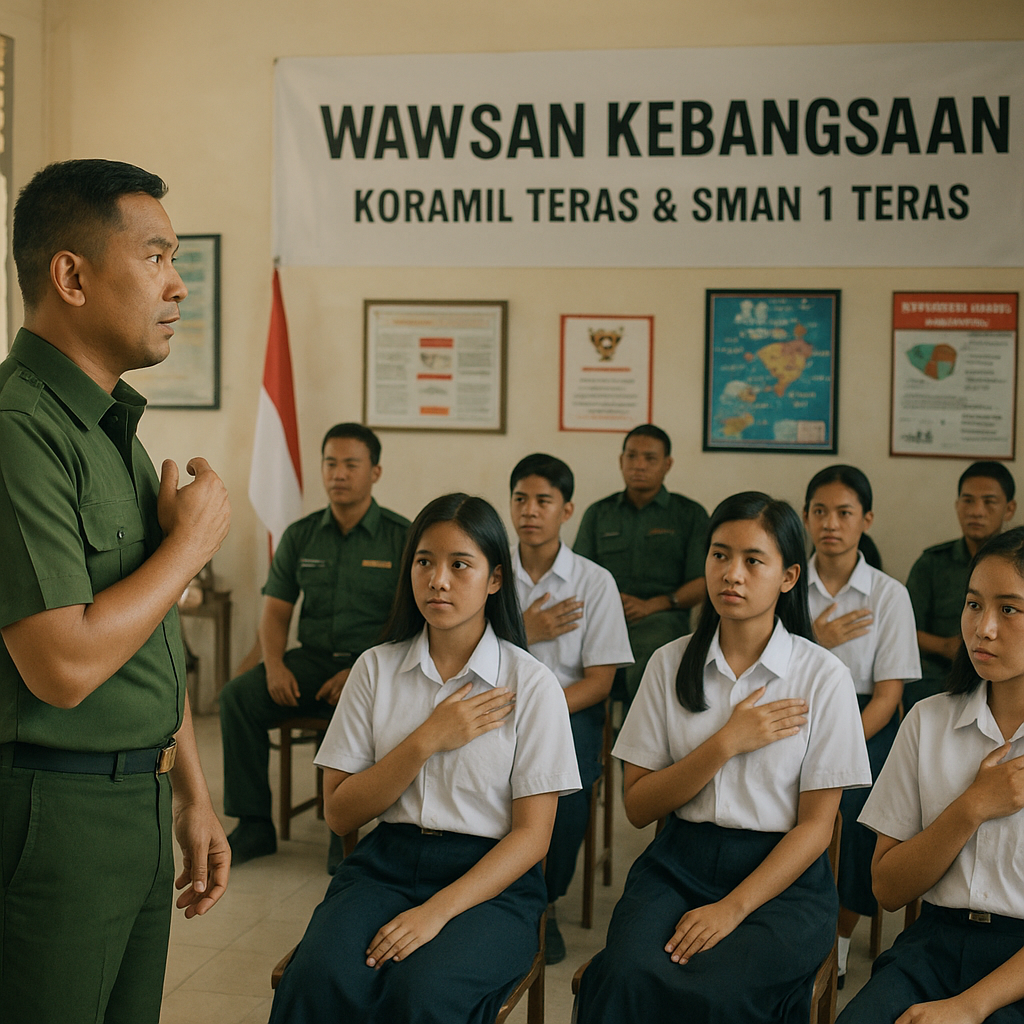 Tanamkan Jiwa Nasionalisme Sejak Dini, Koramil Teras Gemblen...