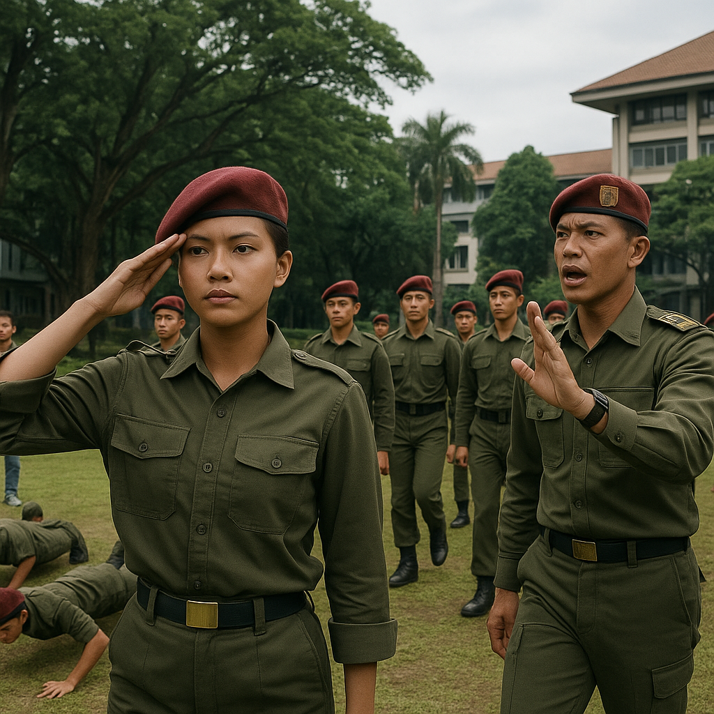Mahasiswa Universitas Indonesia Gelar Latihan Dasar Resimen...