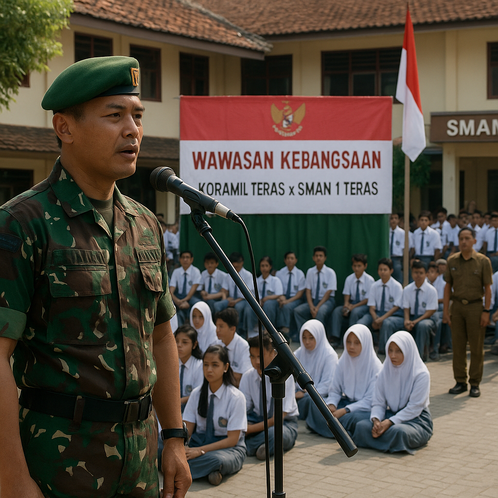 Koramil Teras Gembleng Pelajar SMAN 1 Teras dengan Wawasan K...