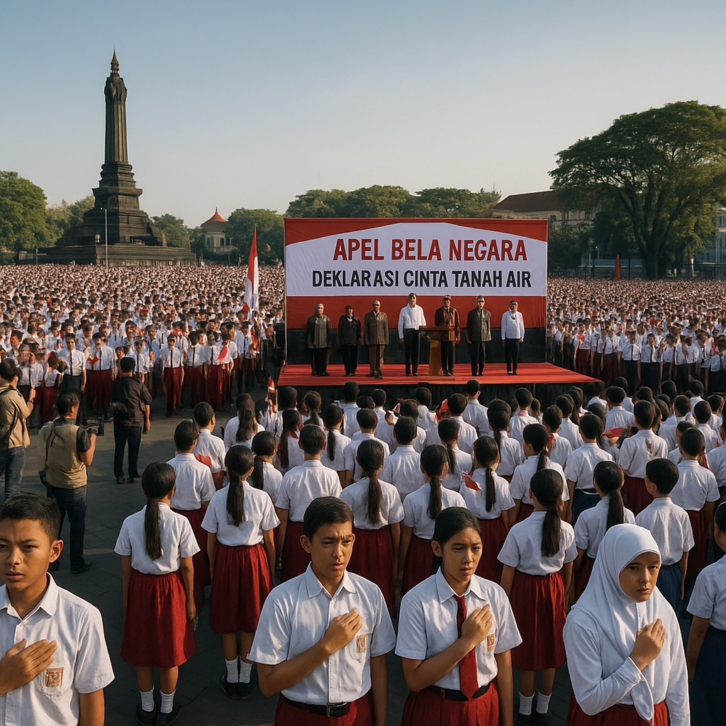 Gelar Apel Bela Negara, Ribuan Pelajar di Kota Malang Deklarasi Cinta Tanah Air