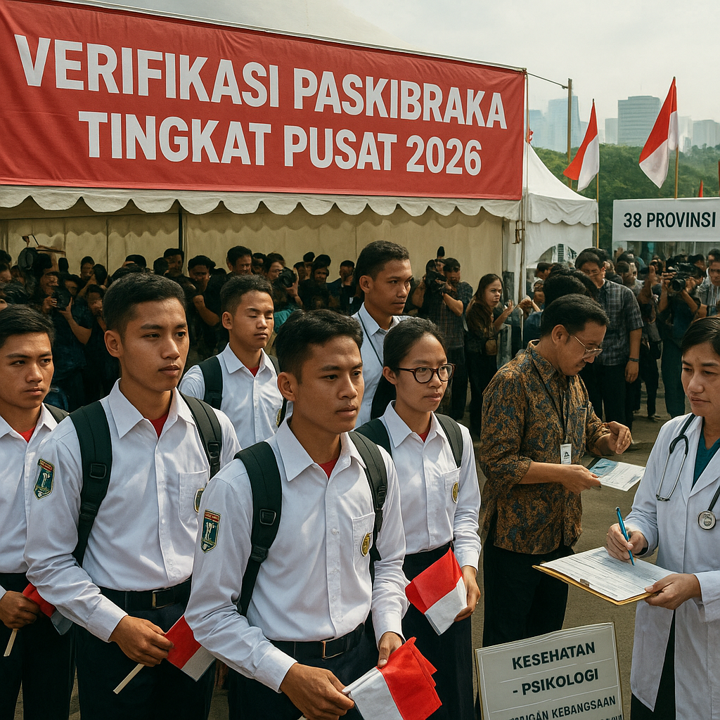 Peserta dari 38 Provinsi Tiba di Jakarta, Verifikasi Paskibraka Tingkat Pusat 2026 Resmi Dimulai