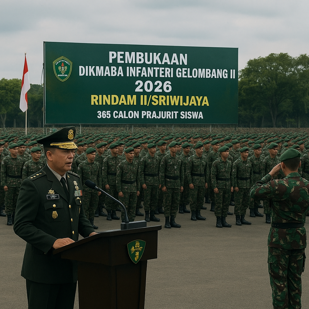 Buka Dikmaba Infanteri Gelombang II 2026, Rindam II Sriwijaya Gembleng 365 Calon Prajurit Siswa