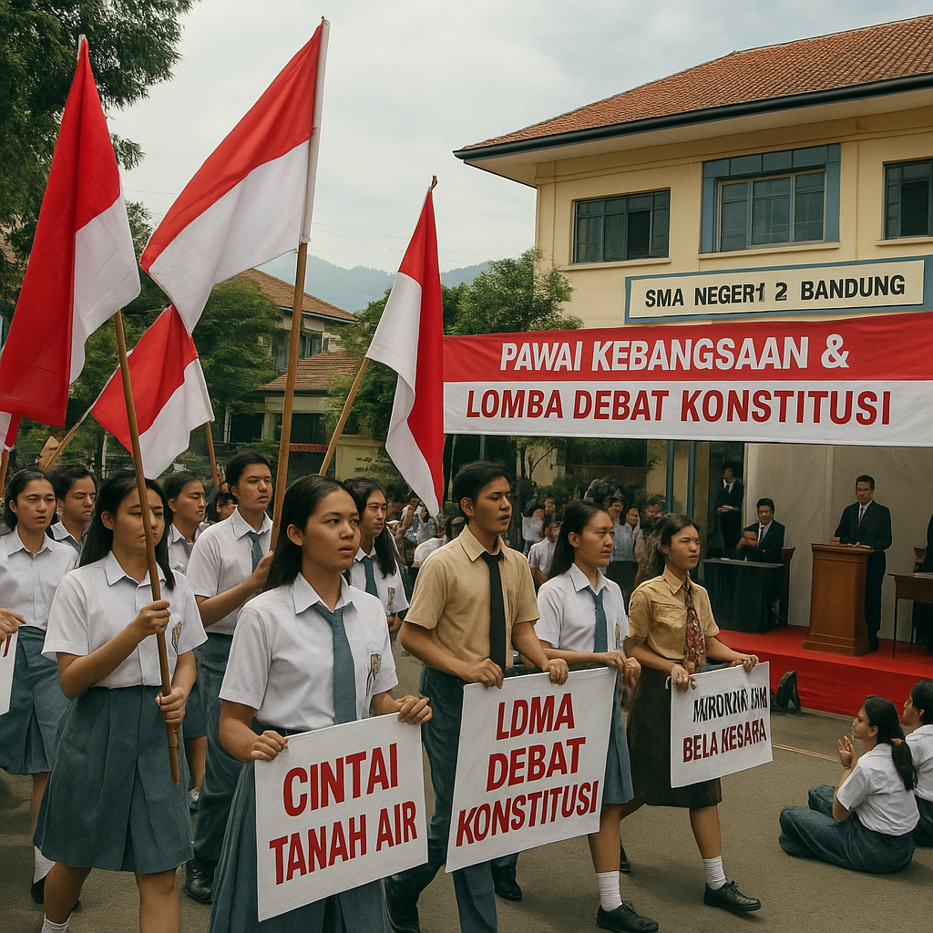 Peringatan HUT Ke-81 Pancasila, Siswa SMA Negeri 2 Bandung Gelar Pawai Kebangsaan dan Lomba Debat Konstitusi