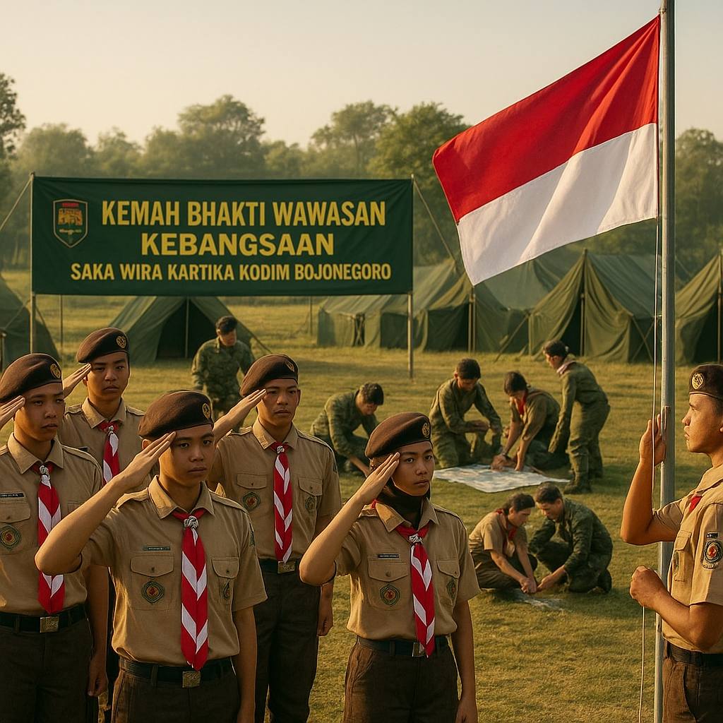 Pramuka Saka Wira Kartika Kodim Bojonegoro Gelar Kemah Bhakt...