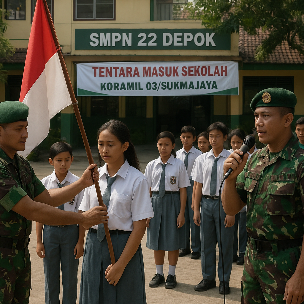 Tentara Masuk Sekolah! Koramil 03/Sukmajaya Tanamkan Jiwa Na...