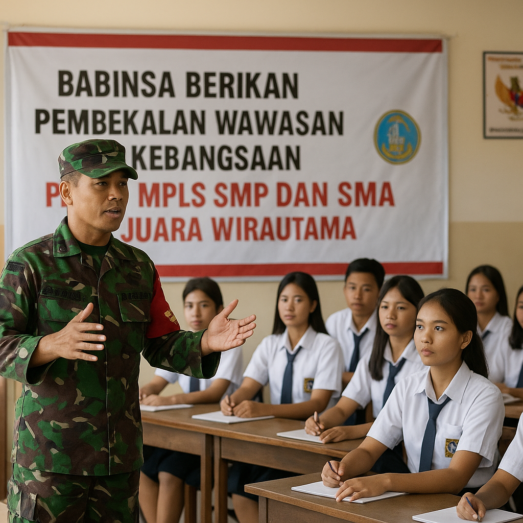 Babinsa Berikan Pembekalan Wawasan Kebangsaan pada MPLS SMP...