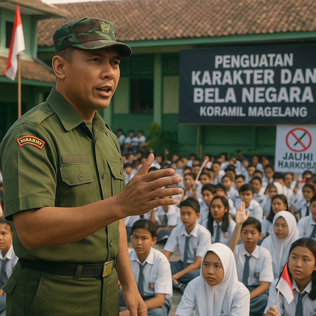 Koramil Magelang Bekali Ratusan Siswa MTs dengan Materi Peng...