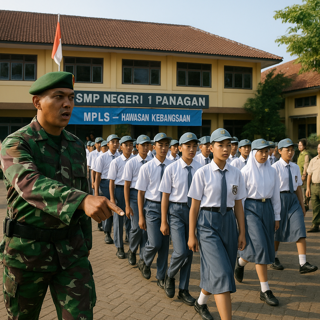 Koramil 01/Panagan Latih PBB dan Wasbang dalam MPLS SMP N 1...