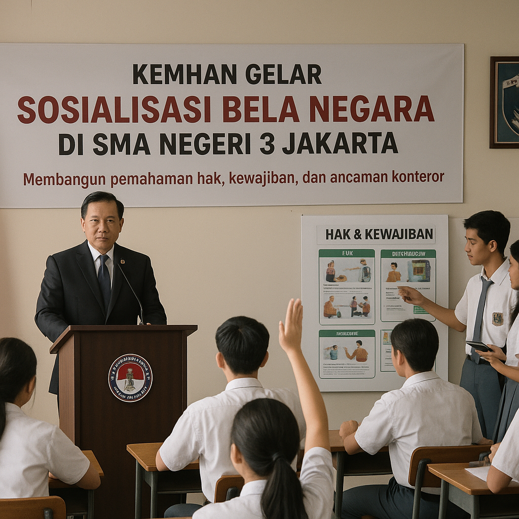 Kemhan Gelar Sosialisasi Bela Negara di SMA Negeri 3 Jakarta