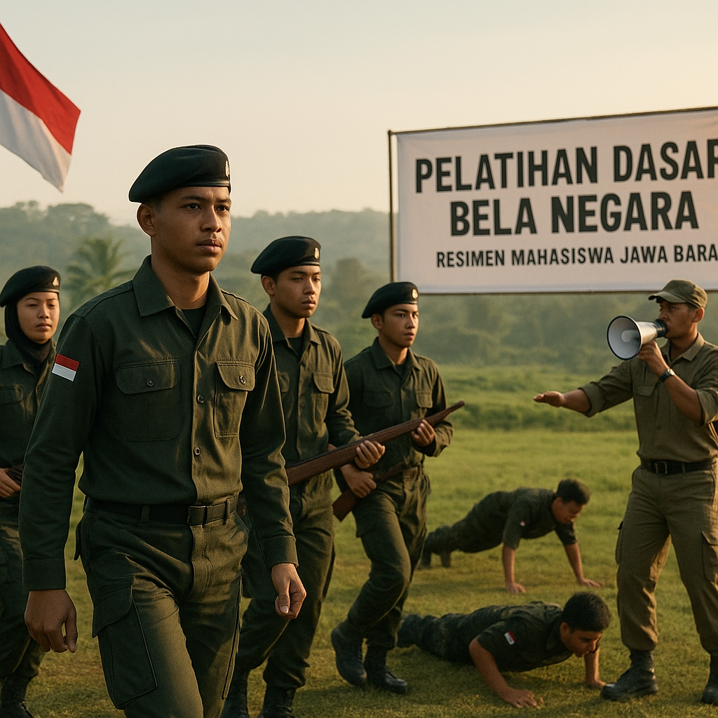 Pelatihan Dasar Bela Negara Resimen Mahasiswa Digelar di Jaw...