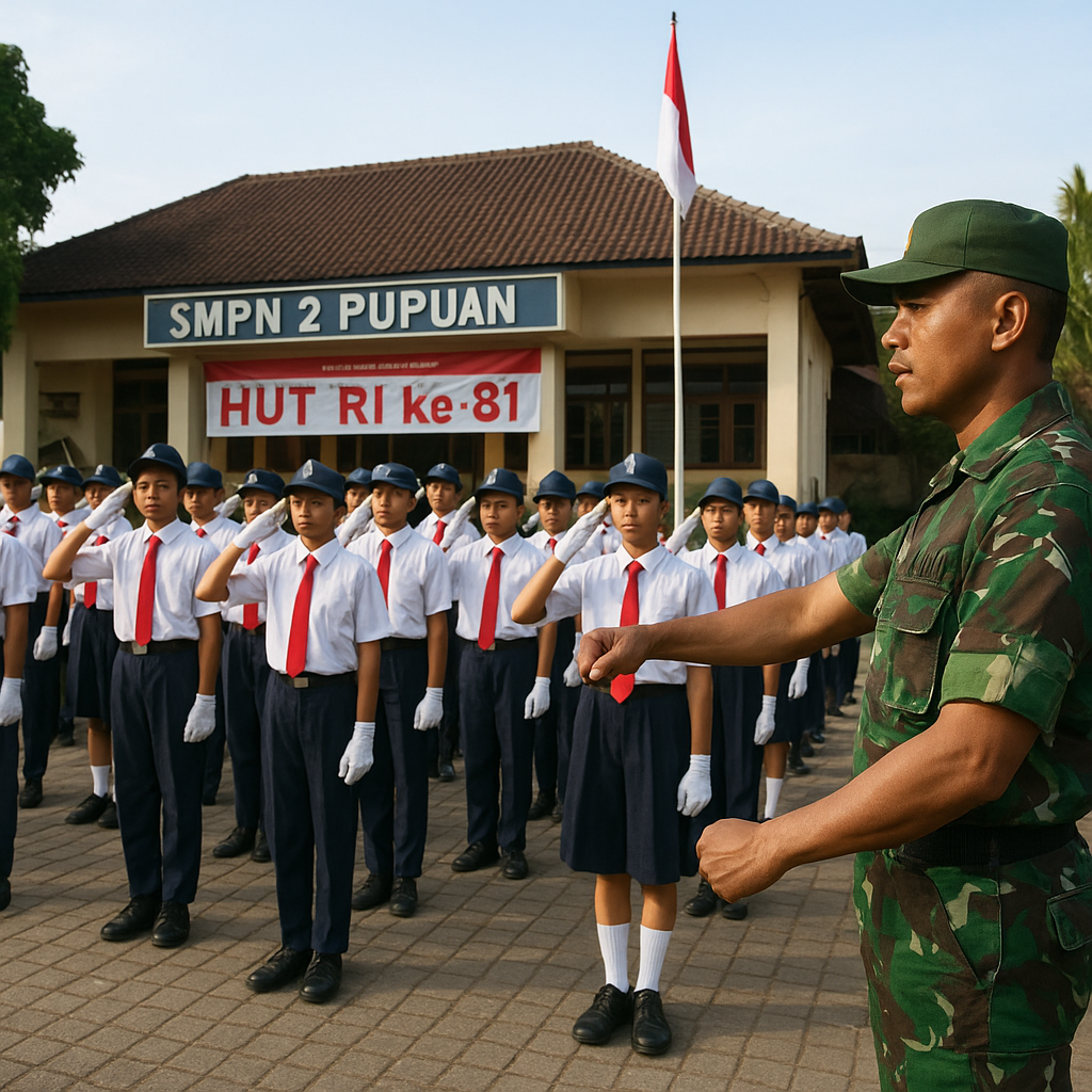 Babinsa Latih 25 Calon Paskibraka SMPN 2 Pupuan, Matangkan P...