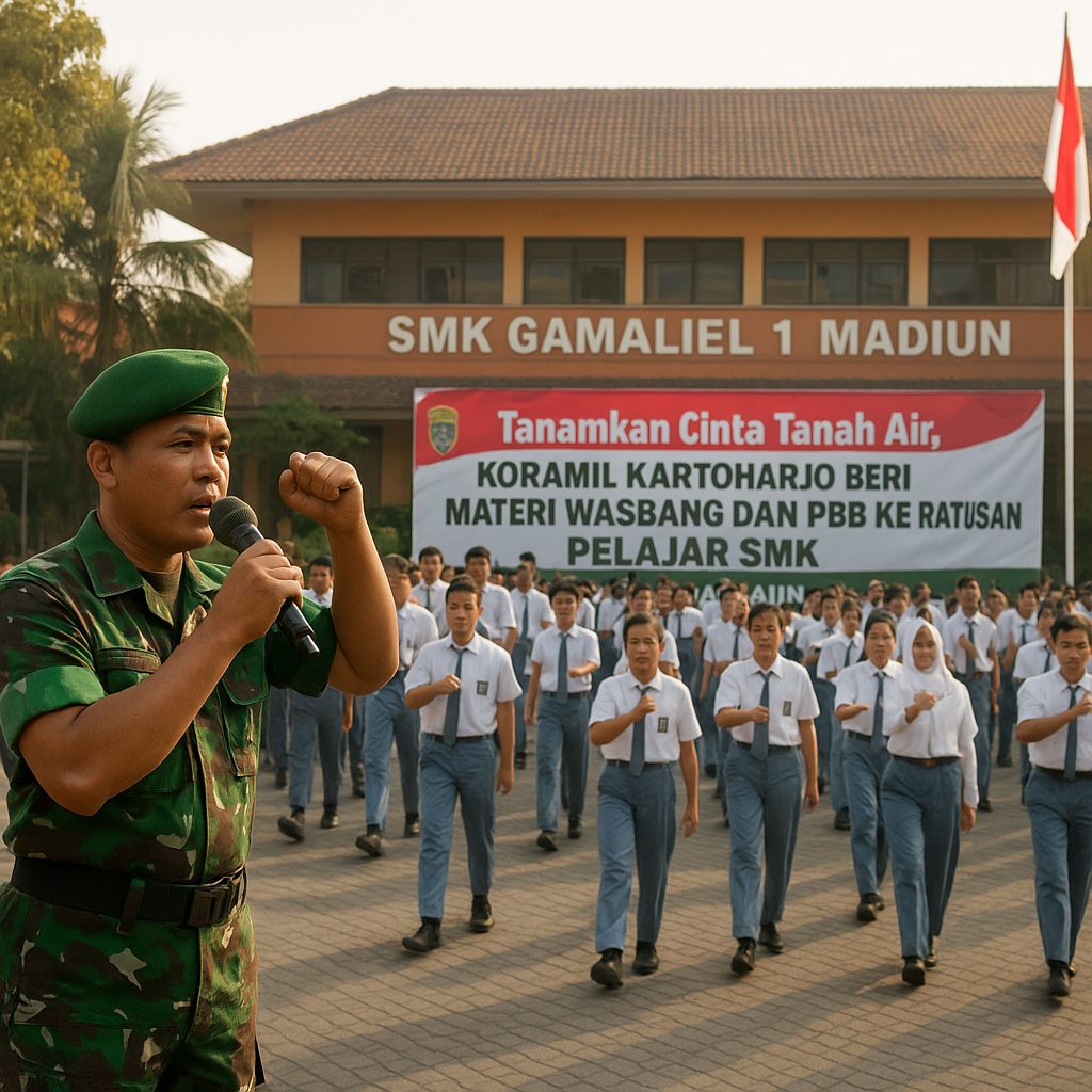 Tanamkan Cinta Tanah Air, Koramil Kartoharjo Beri Materi Was...