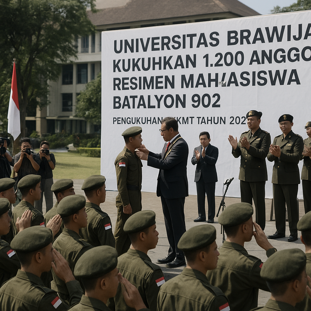 Universitas Brawijaya Kukuhkan 1.200 Anggota Resimen Mahasiswa Batalyon 902