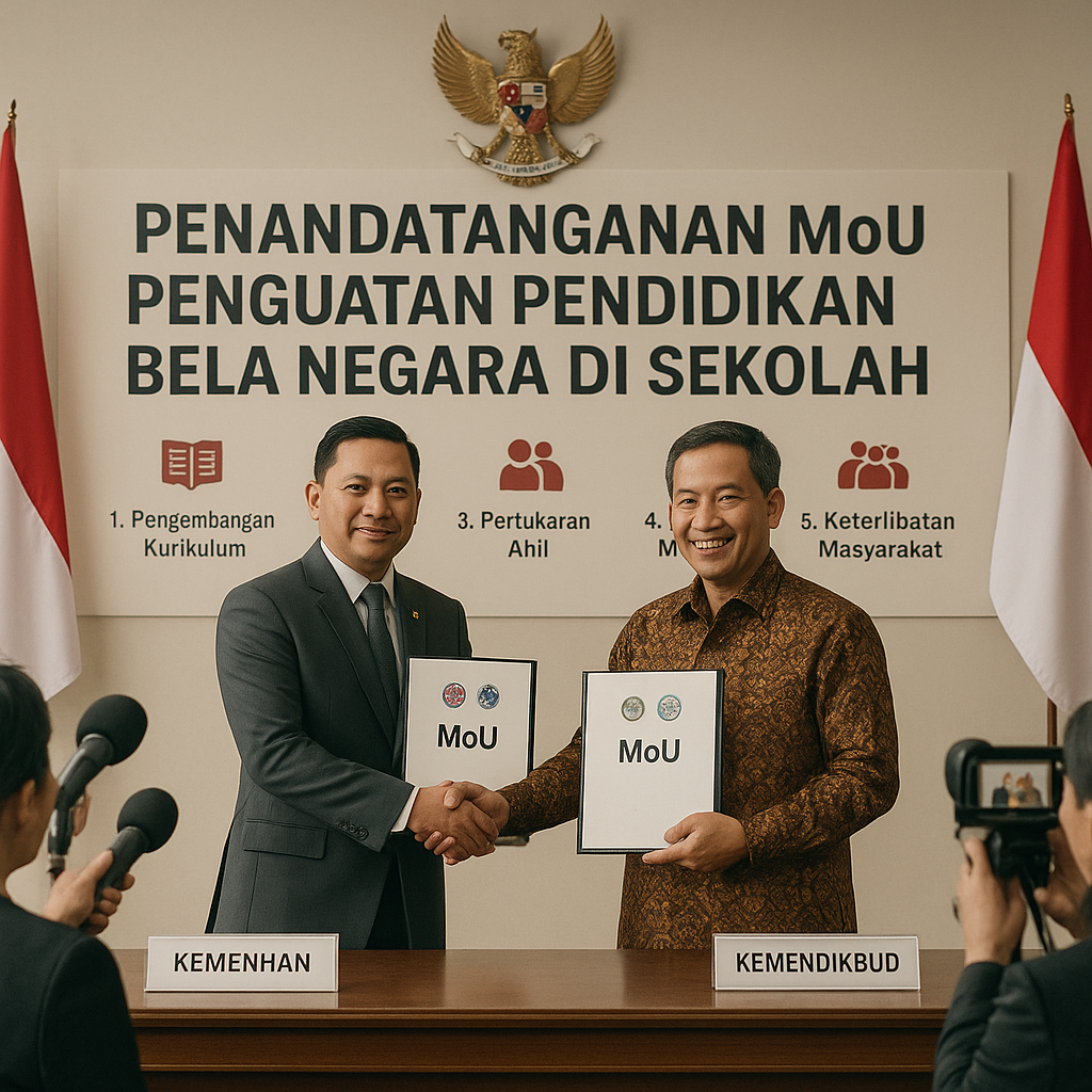 Kemenhan dan Kemendikbud Tandatangani MoU Penguatan Pendidikan Bela Negara di Sekolah