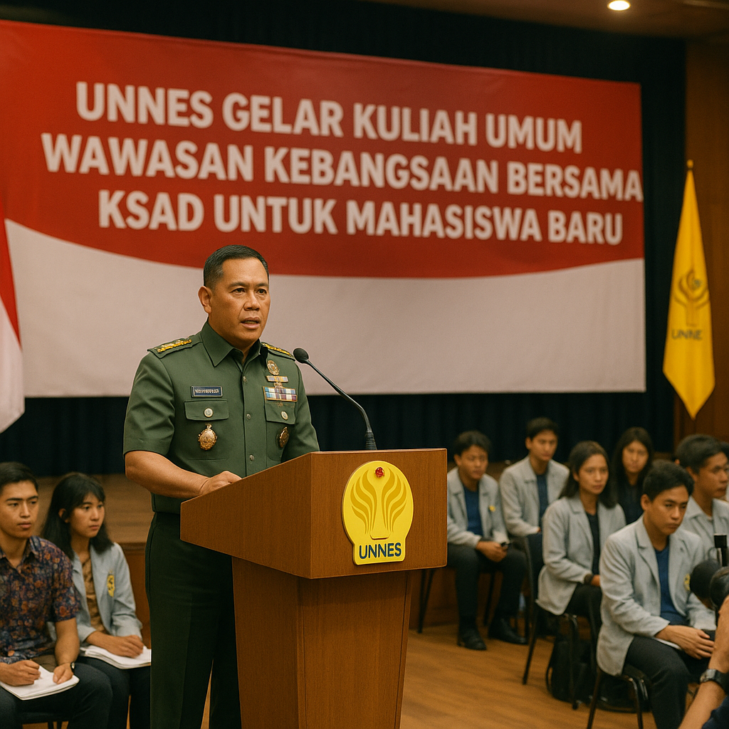 Unnes Gelar Kuliah Umum Wawasan Kebangsaan Bersama KSAD untuk Mahasiswa Baru