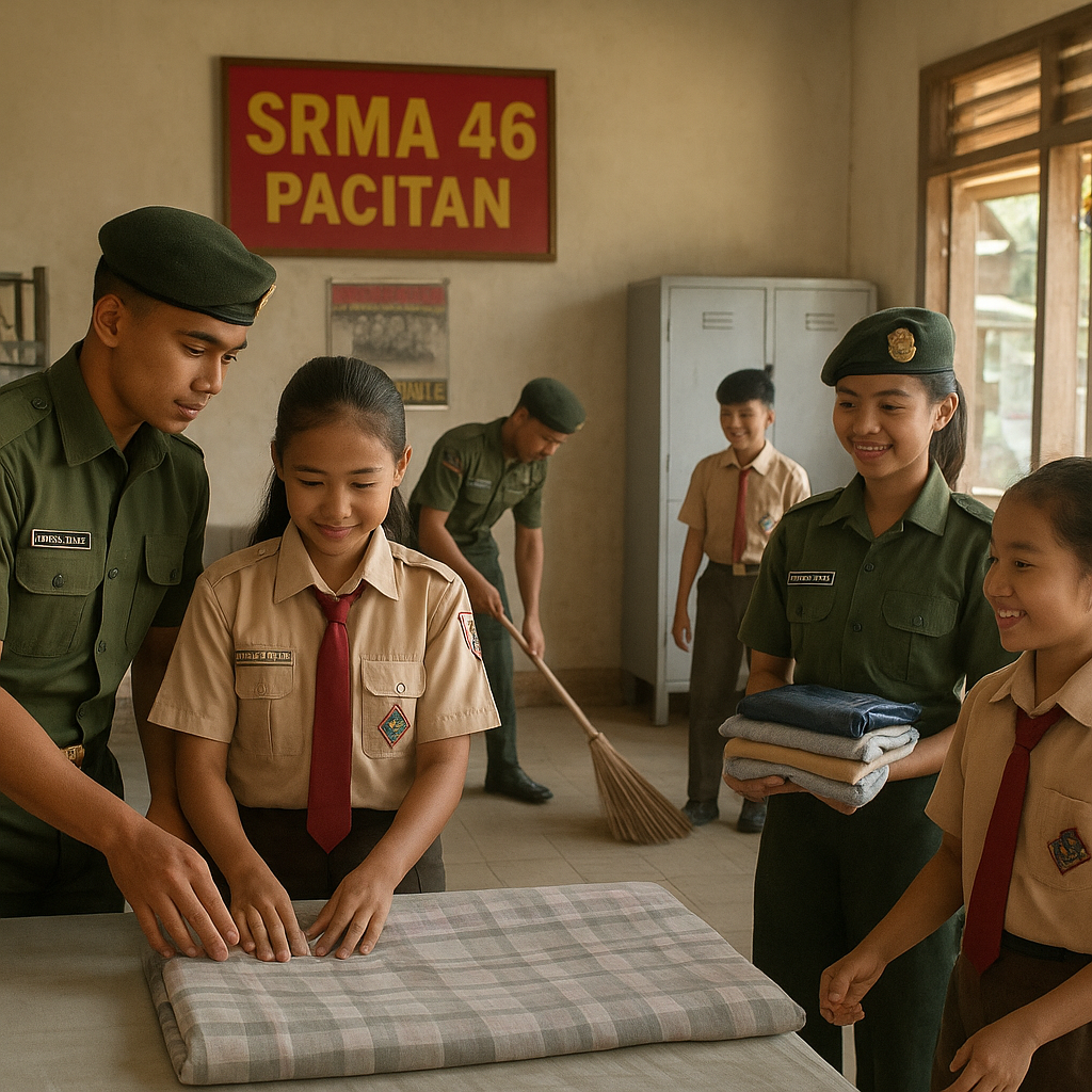 Taruna Akmil Gembleng Kemandirian Siswa Sekolah Rakyat Pacitan Melalui Hidup Berasrama