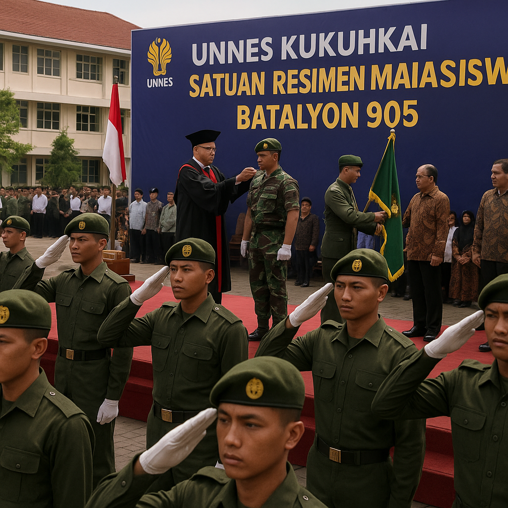 Unnes Kukuhkan Satuan Resimen Mahasiswa Batalyon 905