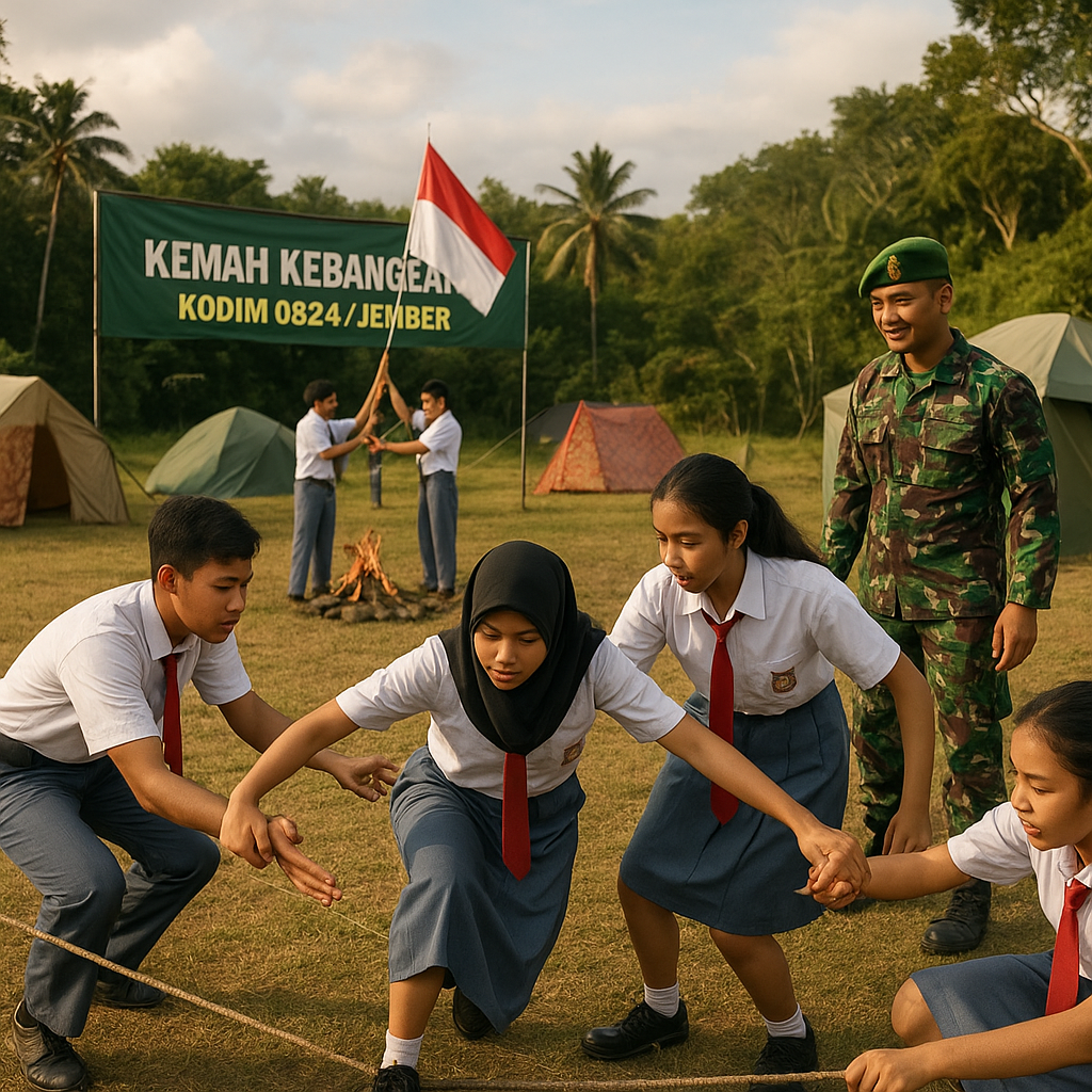 Kodim Jember Gelar 'Kemah Kebangsaan' untuk Siswa SMP dan SM...