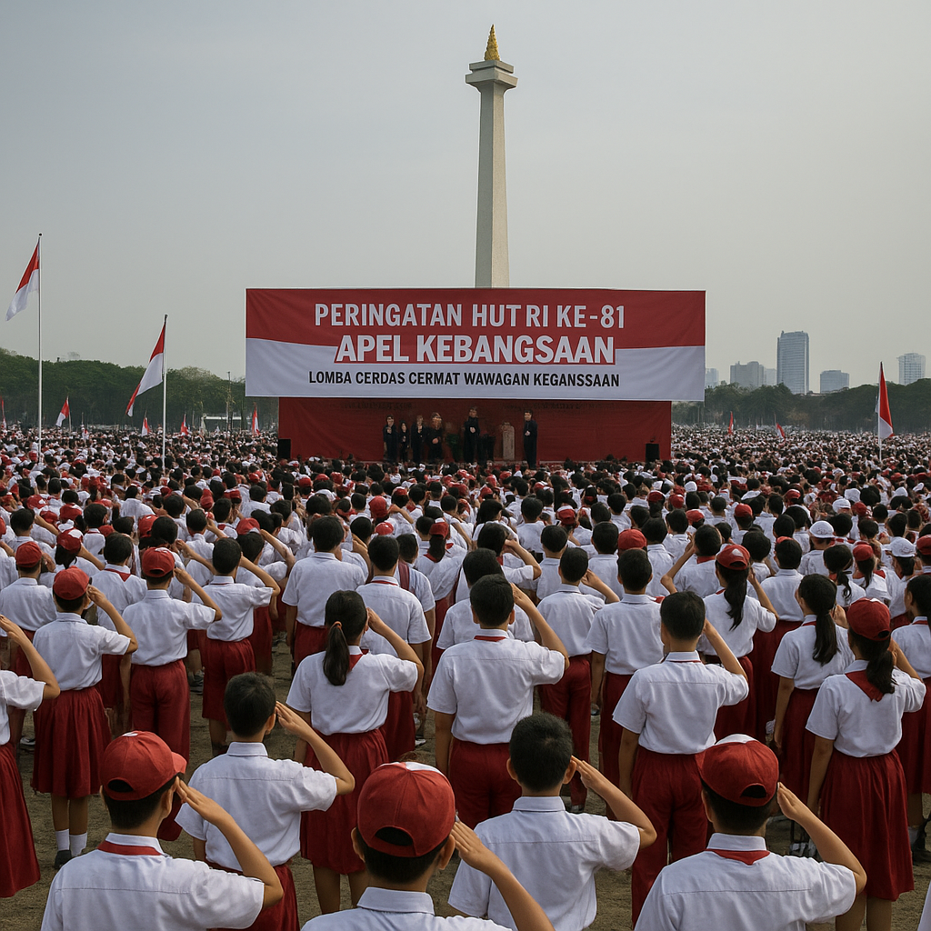 Peringatan HUT RI Ke-81: Ribuan Pelajar Ikuti Apel Kebangsaa...