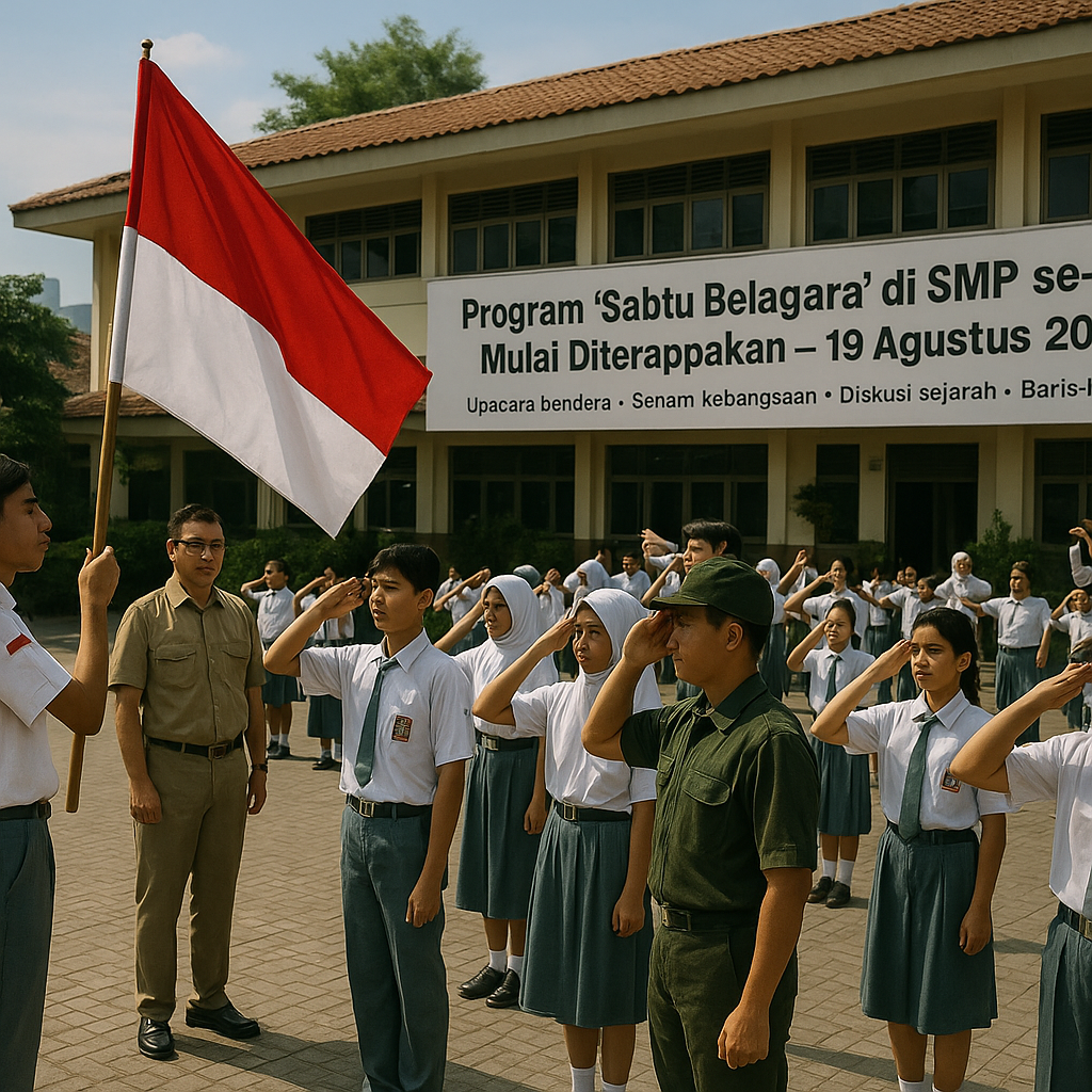 Program 'Sabtu Bela Negara' di Sekolah Menengah Pertama Se-J...