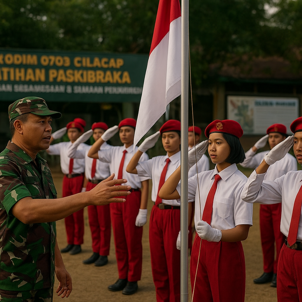 Kodim 0703 Cilacap Latih Paskibraka Sekolah, Bekali dengan W...