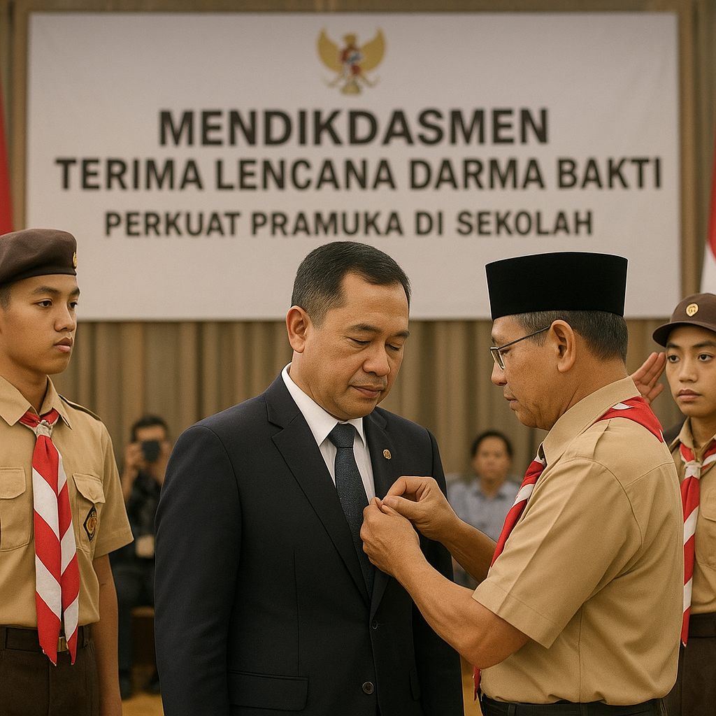 Mendikdasmen Terima Lencana Darma Bakti Perkuat Pramuka di S...