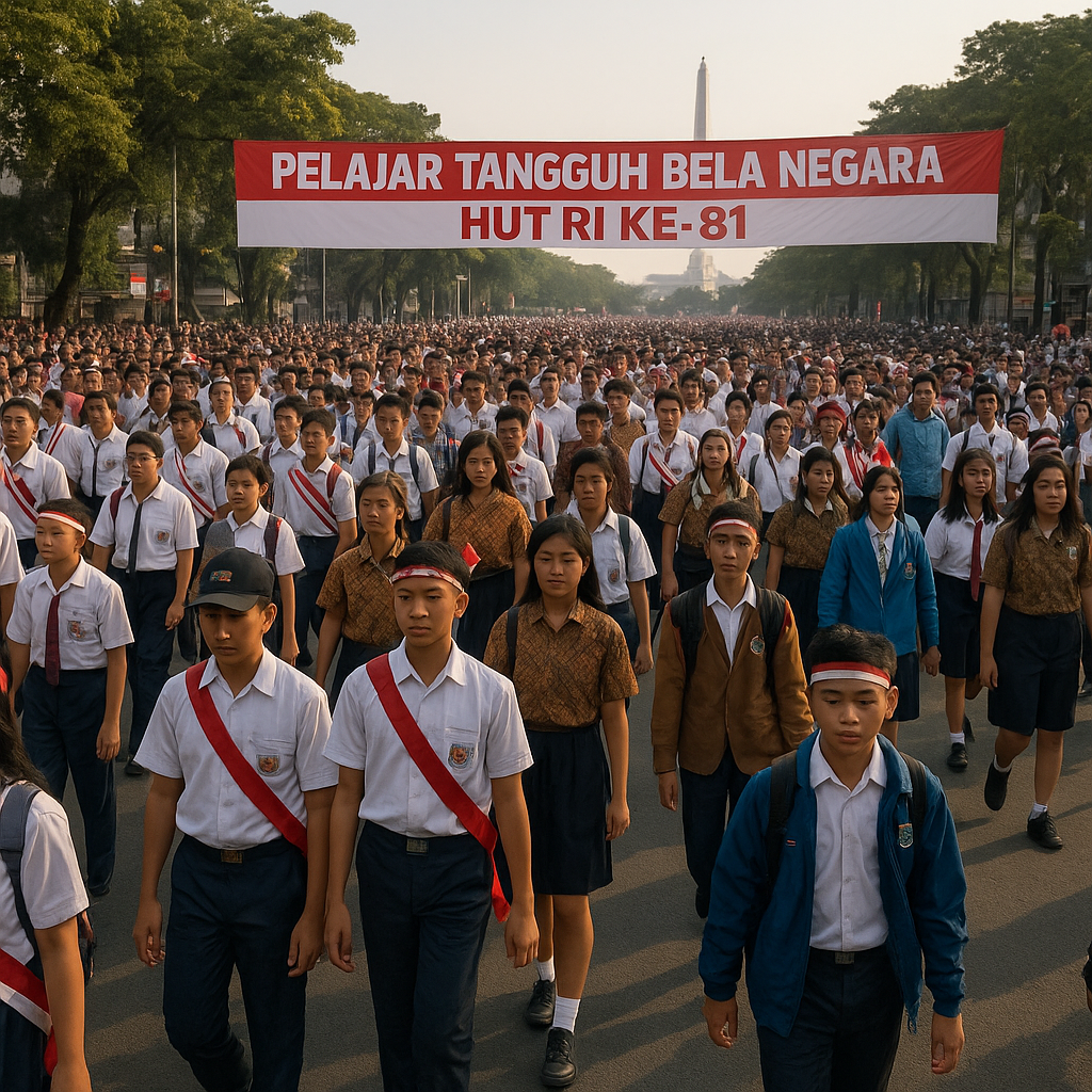 Peringatan HUT RI ke-81, Ribuan Pelajar Ikuti Jalan Sehat Be...