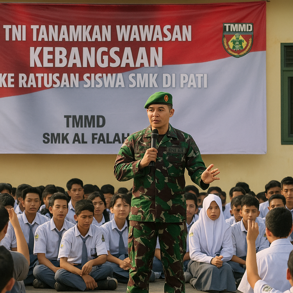 TNI Tanamkan Wawasan Kebangsaan ke Ratusan Siswa SMK di Pati...