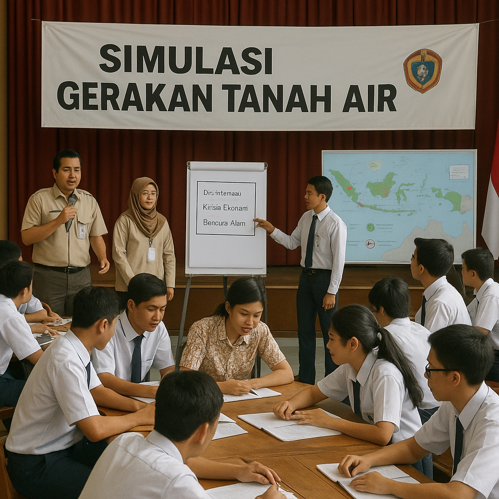 Pelajar SMA Berpartisipasi dalam Simulasi 'Gerakan Tanah Air...