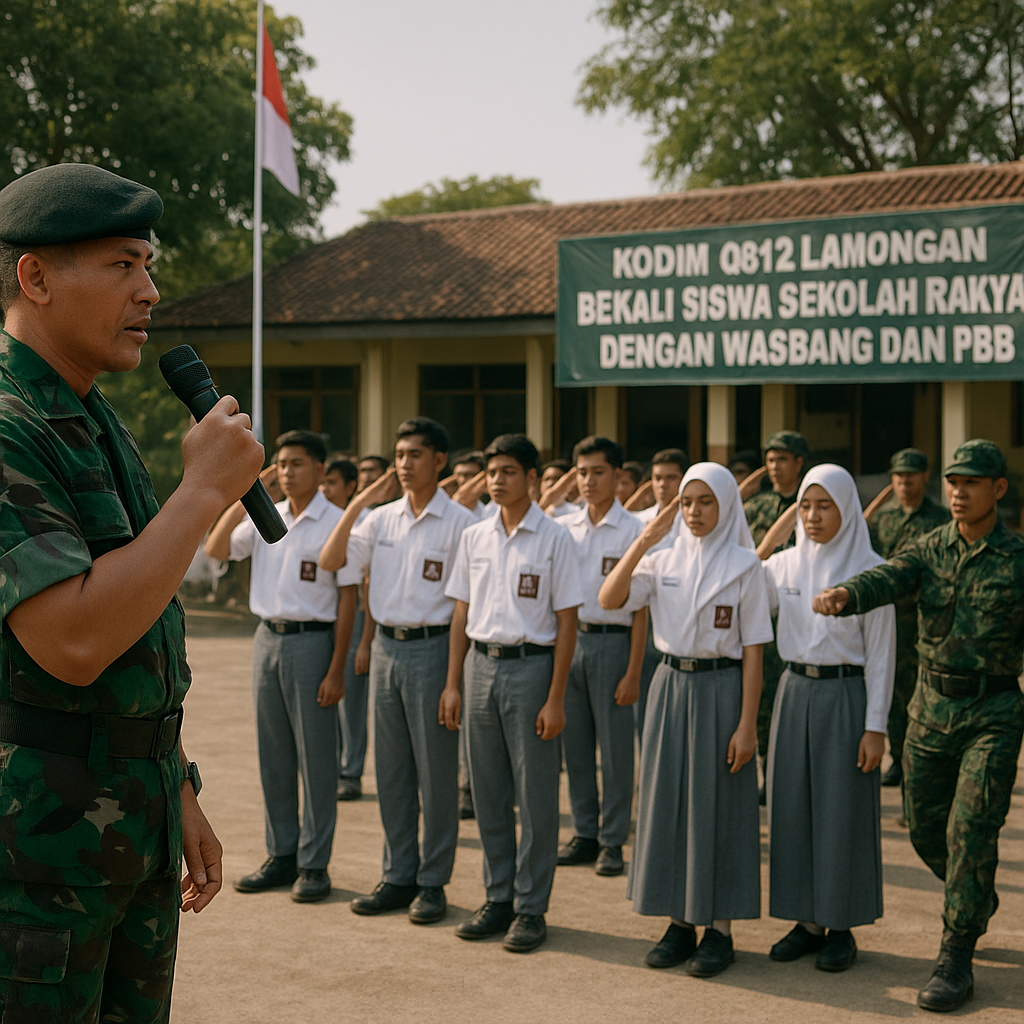 Tanamkan Nasionalisme, Kodim 0812 Lamongan Bekali Siswa Seko...