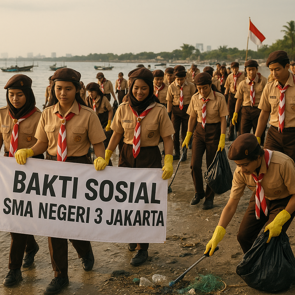 Pramuka SMA 3 Jakarta Sukses Gelar Bakti Sosial di Pesisir