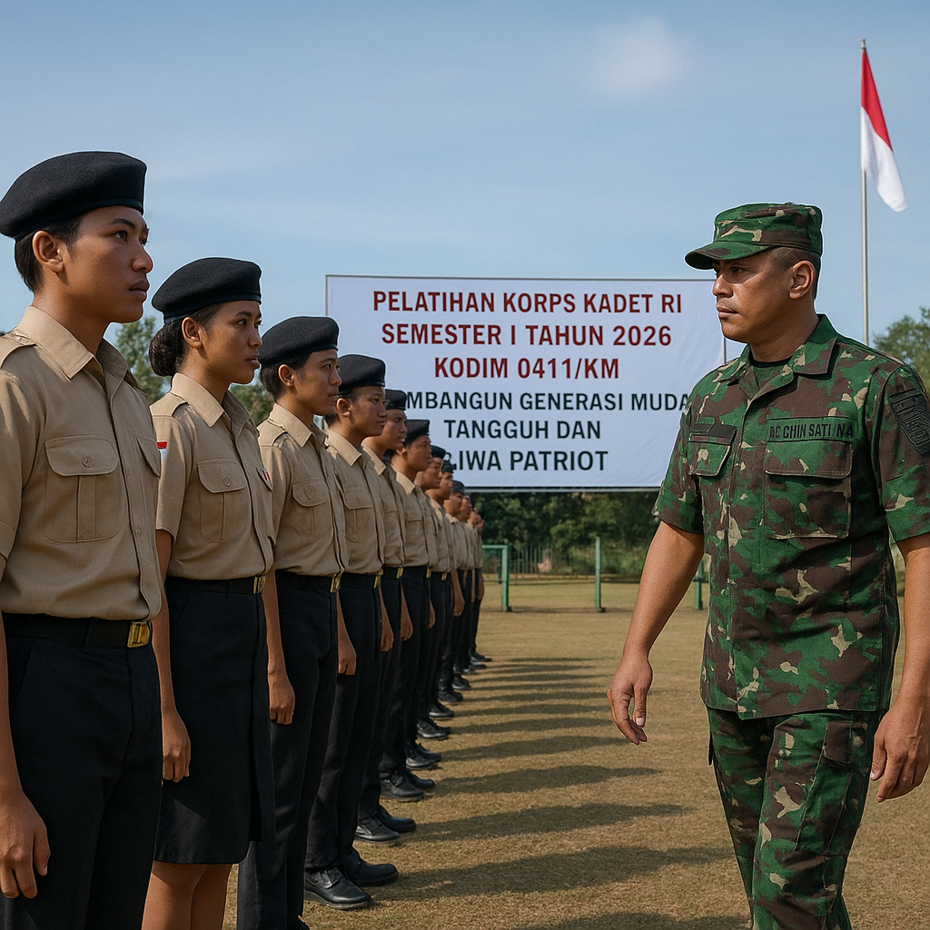 Pelatihan Korps Kadet RI Semester I Tahun 2026 Kodim 0411/KM...