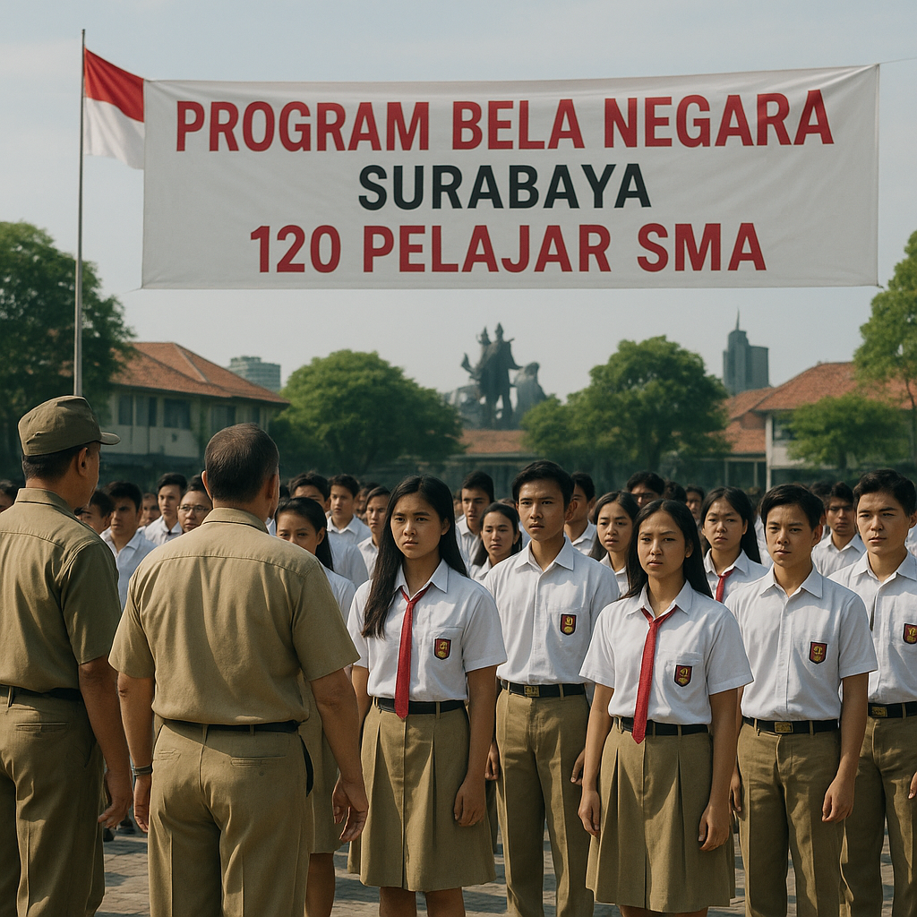 Siswa SMA di Surabaya Jalani Program 'Bela Negara' Selama Li...