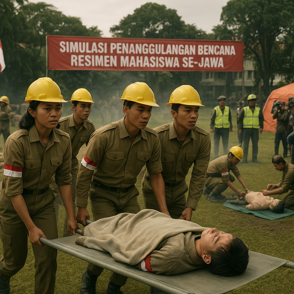 Resimen Mahasiswa se-Jawa Gelar Simulasi Penanggulangan Benc...