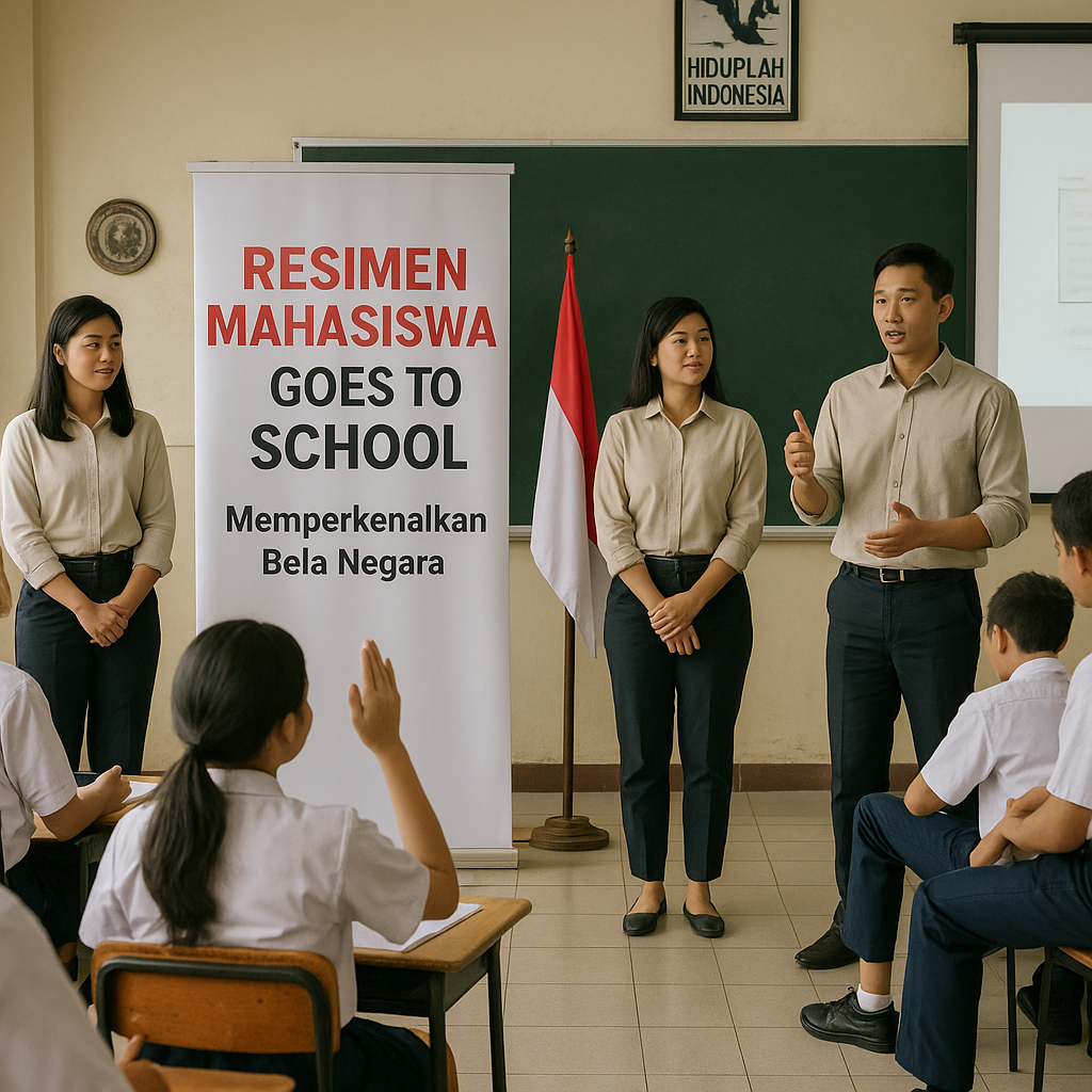 Kegiatan 'Resimen Mahasiswa Goes to School' untuk Memperkena...