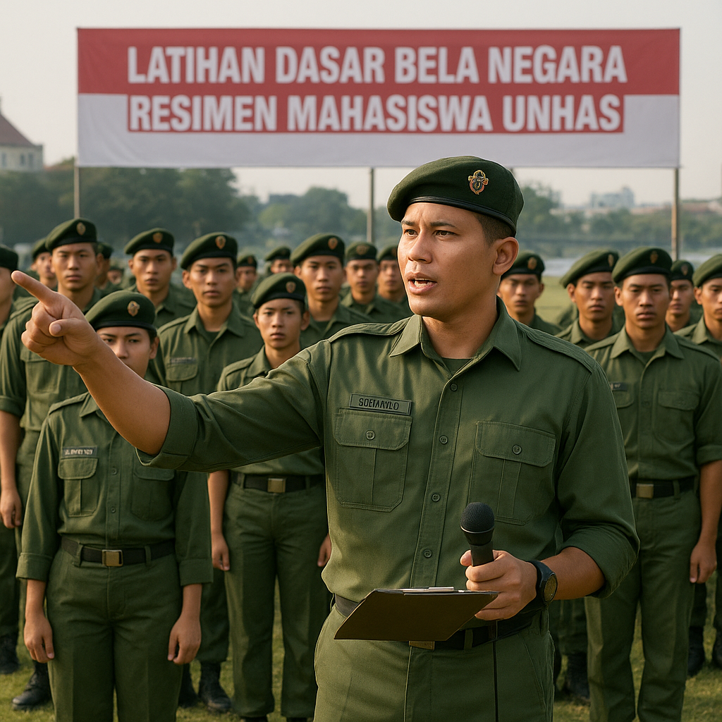 Resimen Mahasiswa Unhas Gelar Latihan Dasar Bela Negara di M...