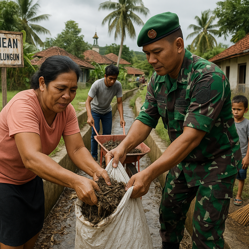 Babinsa dan Warga Kahean Kompak Bersihkan Saluran Air, Wujud...